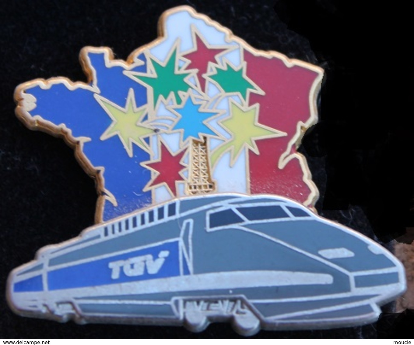 TGV - TRAIN  - LOCOMOTIVE GRISE  - CARTE DE FRANCE - 100 ANS TOUR EIFFEL-BALLARD - DORE A L'OR FIN-COMBS LA VILLE -(21) - TGV