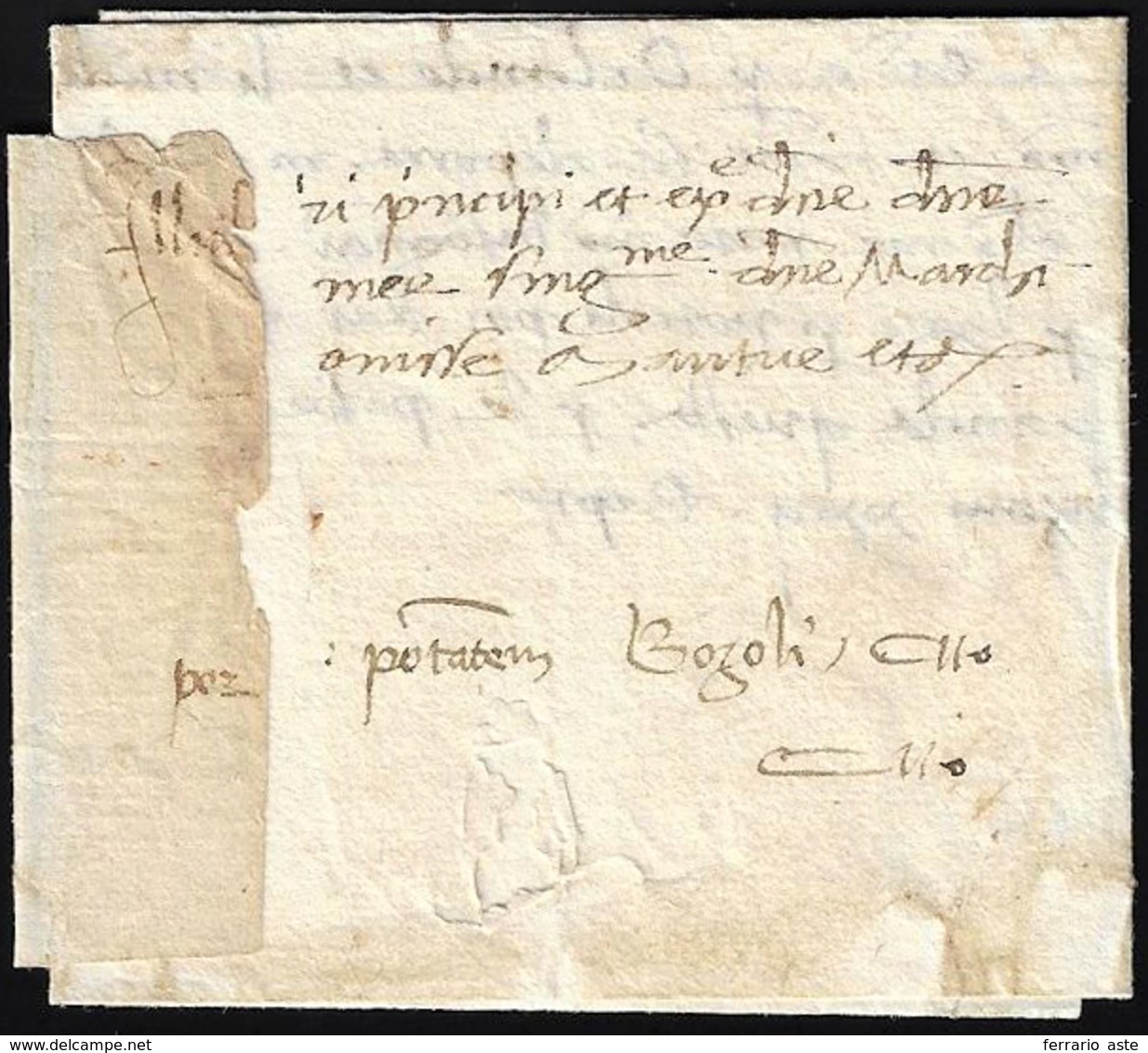 1458 - Piccola Lettera Completa Di Testo Da Felizzano 22/9/1458, Manoscritto "cito Cito". Rara!... - 1. ...-1850 Prefilatelia