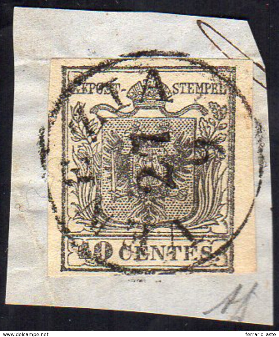 1850 - 10 Cent. Grigio Nero, Carta A Mano (2c), Perfetto, Usato Su Piccolo Frammento A Venezia 27/9.... - Lombardo-Venetien