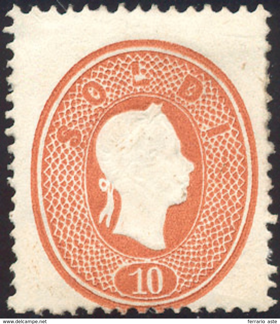 1862 - 10 Soldi Bruno (34), Nuovo, Perfetto, Gomma Non Originale, Valutato Per Senza Gomma. Raro. Ce... - Lombardo-Venetien