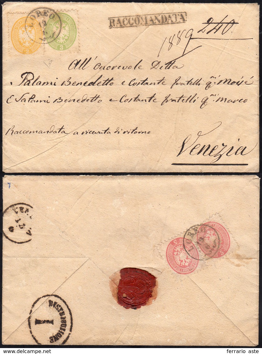 1863 - 2 Soldi Giallo, 3 Soldi Verde, Perfetti, 5 Soldi Rosa (36,42,43), Due Esemplari Al Verso, Per... - Lombardo-Venetien