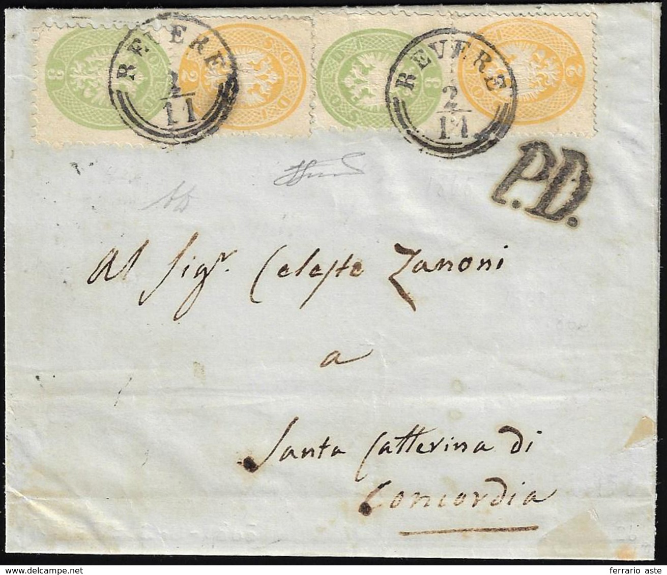 1865 - 2 Soldi Giallo, Dent. 14, 3 Soldi Verde, Dent. 9 1/2, Due Esemplari Per Ciascuno (36,42), Ott... - Lombardo-Venetien