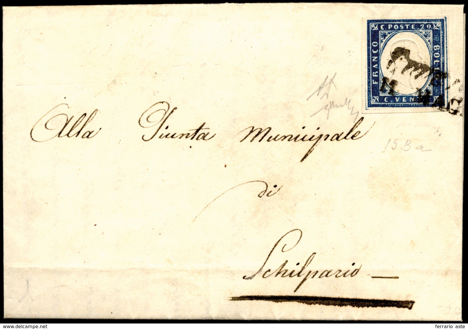 LOVERE, Punti 8 - 20 Cent. (15Ba), Perfetto, Su Lettera Del 11/5/1860 Per Schilpario. A.Diena, Chiav... - Lombardo-Venetien