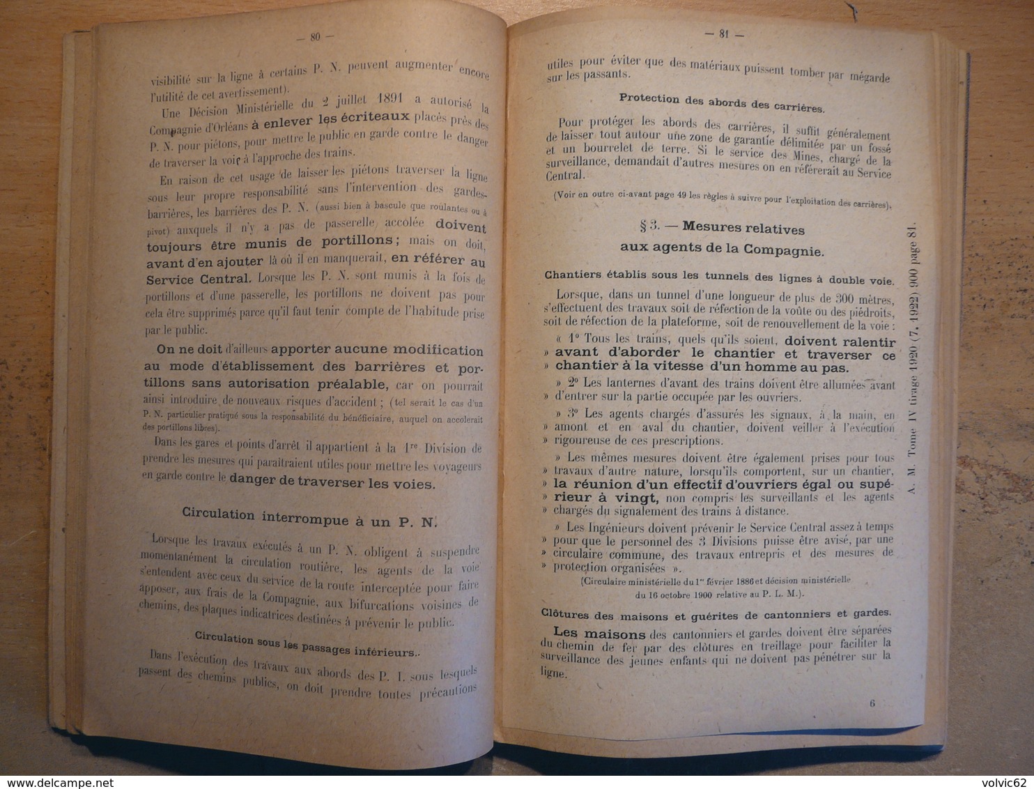 Aide Mémoire Des Agents Service Voie  Surveillance 1920 Chemin De Fer SNCF Train - Railway & Tramway