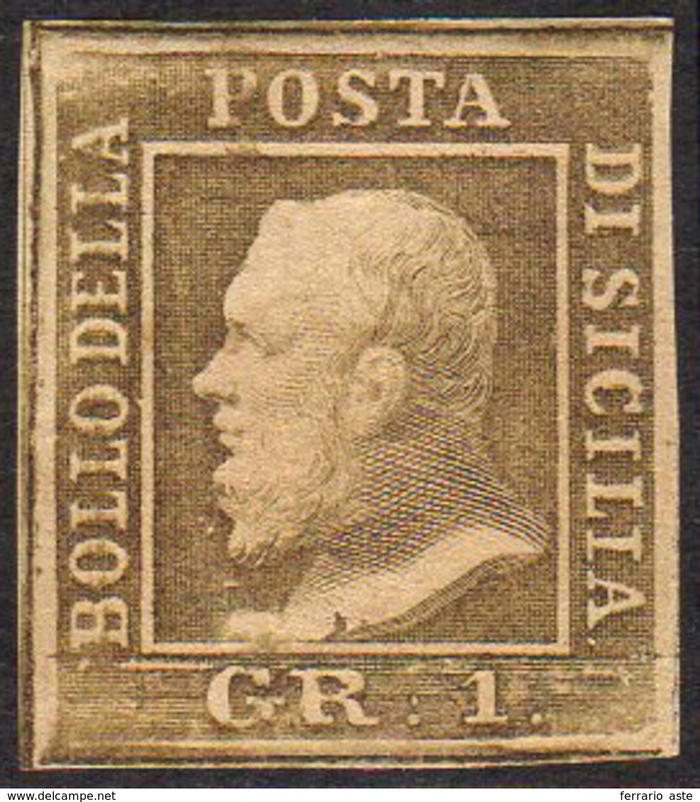 1859 - 1 Grano Bruno Oliva Chiaro, II Tavola, Carta Di Napoli (4c), Nuovo, Gomma Originale, Perfetto... - Sicily