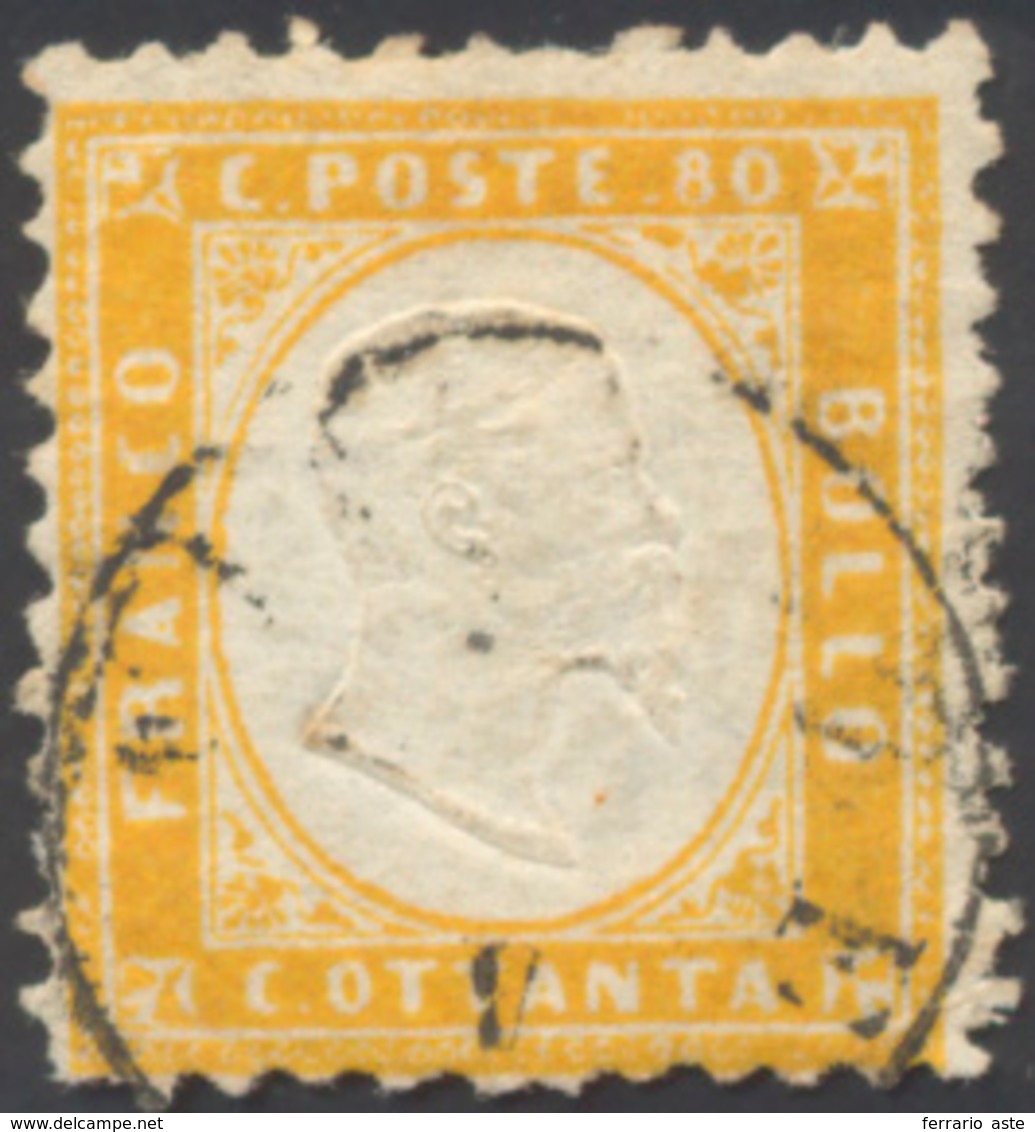 1862 - 80 Cent. Giallo Arancio (4), Usato, Ottimo Stato. Emilio Diena, Cert. Raybaudi.... - Other & Unclassified