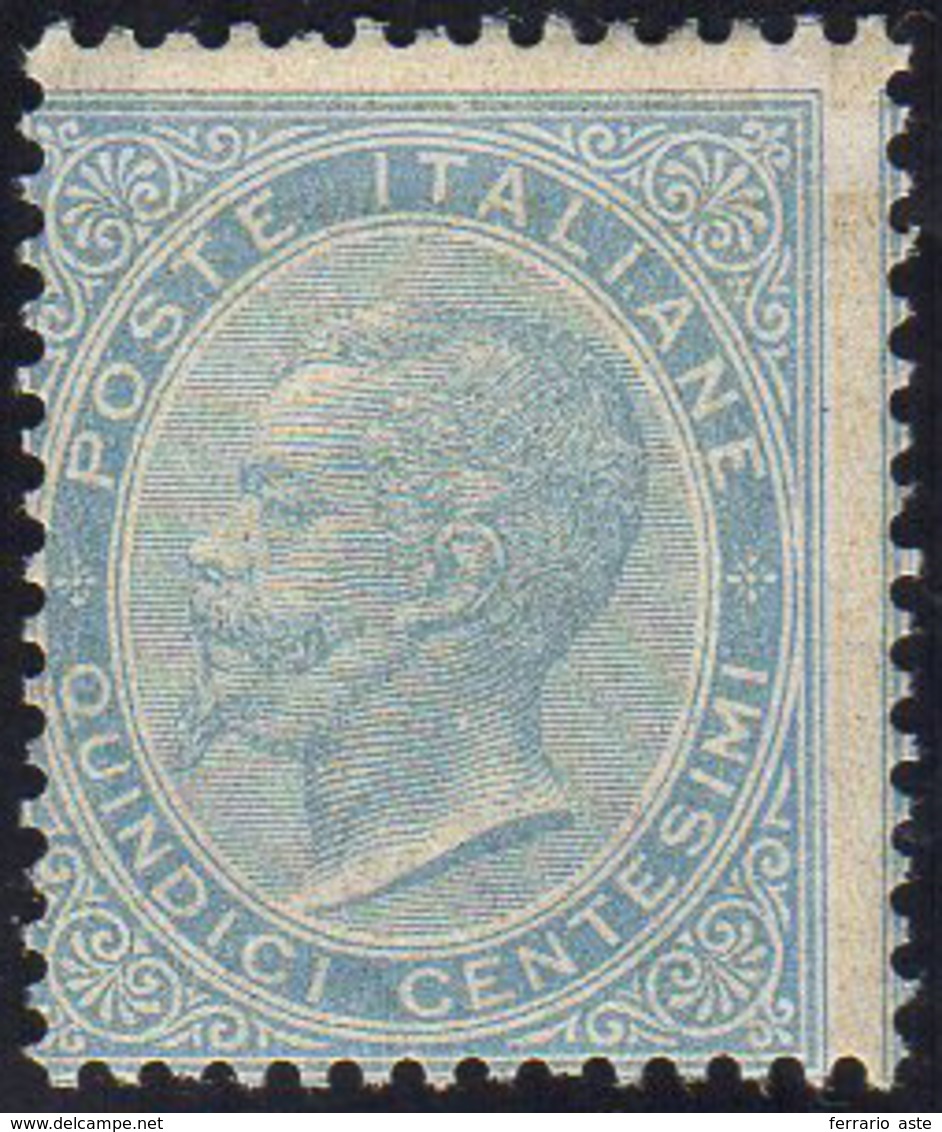 1863 - 15 Cent. De La Rue (L18), Fondino Di Sicurezza Spostato Molto Evidente, Gomma Originale, Perf... - Sonstige & Ohne Zuordnung