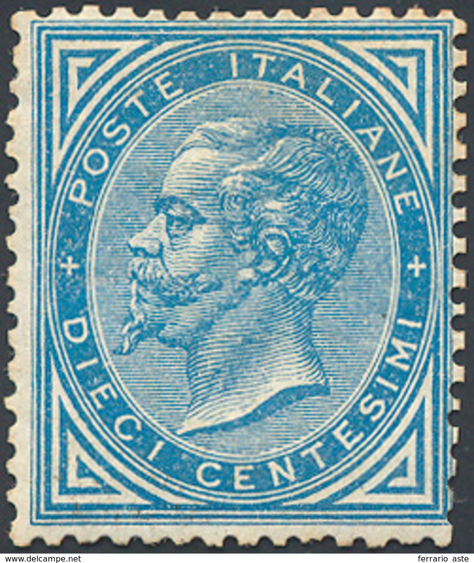 1877 - 10 Cent. Azzurro (27), Buona Centratura, Gomma Originale, Perfetto. Raro. Cert. Oro Raybaudi.... - Sonstige & Ohne Zuordnung