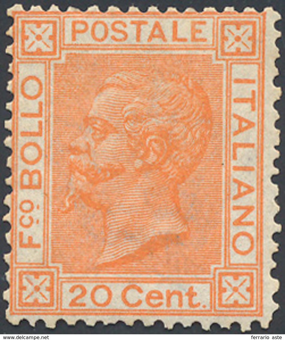 1877 - 20 Cent. Ocra Arancio (28), Discreta Centratura, Gomma Originale Integra, Perfetto. Raro! Fie... - Sonstige & Ohne Zuordnung