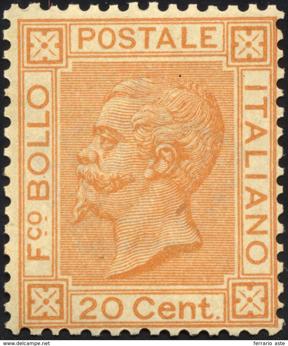 1877 - 20 Cent. Ocra Arancio (28), Nuovo, Gomma Originale Integra, Perfetto. Molto Fresco, Buona/ott... - Sonstige & Ohne Zuordnung