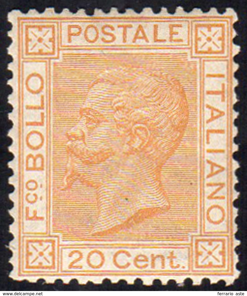 1877 - 20 Cent. Ocra Arancio (28), Buona/ottima Centratura, Gomma Originale, Perfetto. Bello. Cert. ... - Sonstige & Ohne Zuordnung