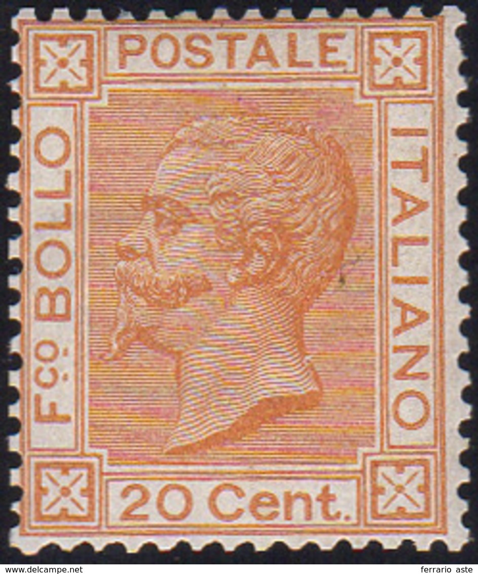 1877 - 20 Cent. Ocra Arancio (28), Discreta Centratura, Gomma Originale, Perfetto. Molto Fresco. Cer... - Other & Unclassified