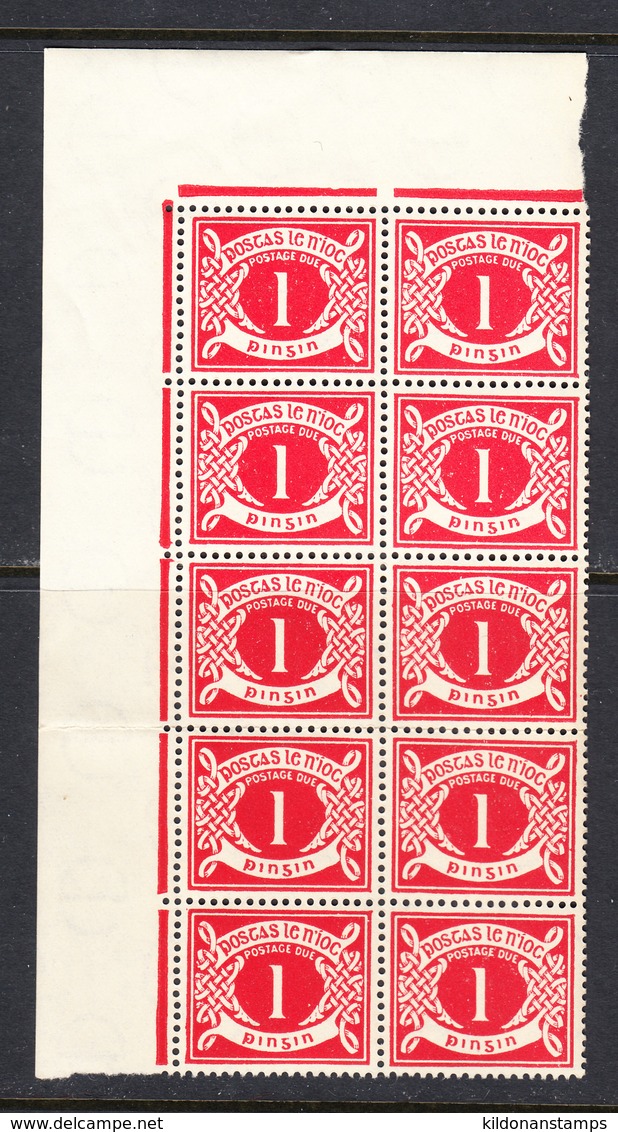 Ireland 1940 Postage Due, Mint No Hinge, Corner Block Of 10, Sc# J6 ,SG D6 - Segnatasse