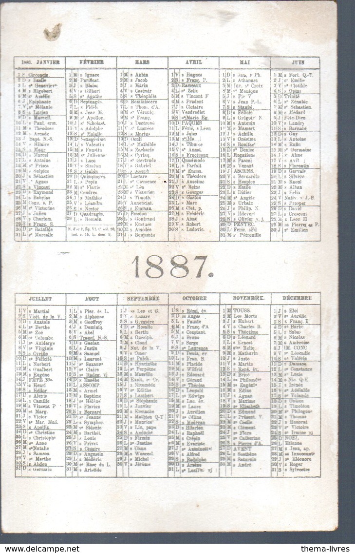 Bordeaux (33 Gironde) Calendrier 1887 / Chromo  CHOCOLAT LOUIT : La Canette  (PPP17483) - Tamaño Pequeño : ...-1900