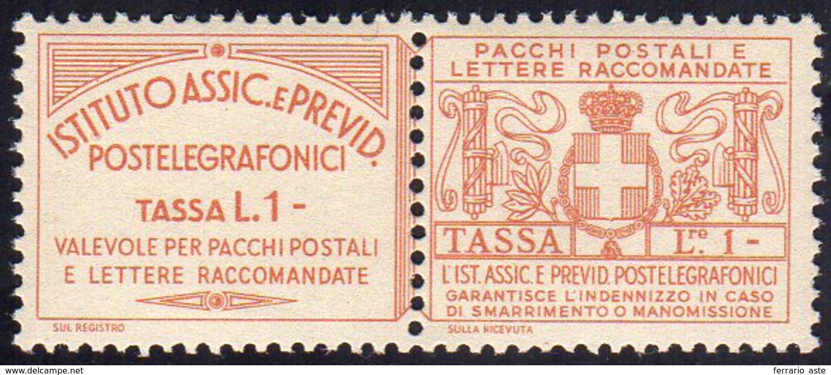 1936 - 1 Lire Arancio Chiaro (13), Gomma Integra, Perfetto. Ferrario.... - Sonstige & Ohne Zuordnung