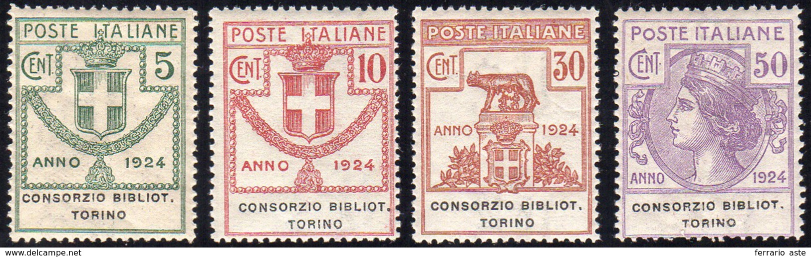CONSORZIO BIBLIOT. TORINO 1924 - Serie Completa (30/33), Gomma Integra, Perfetti.... - Other & Unclassified