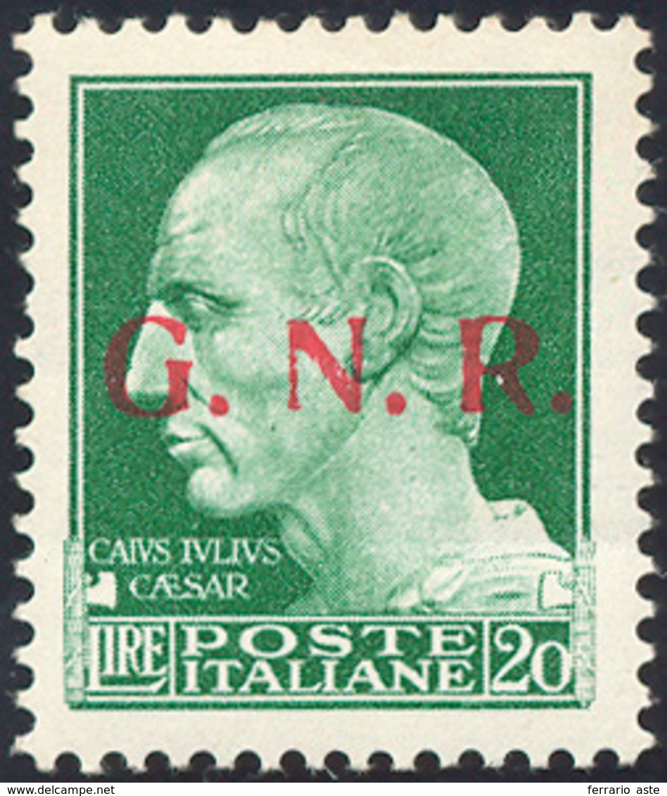 1943 - 20 Lire Soprastampa G.N.R. Di Brescia, II Tipo (487/II), Nuovo, Gomma Originale Integra, Perf... - Sonstige & Ohne Zuordnung