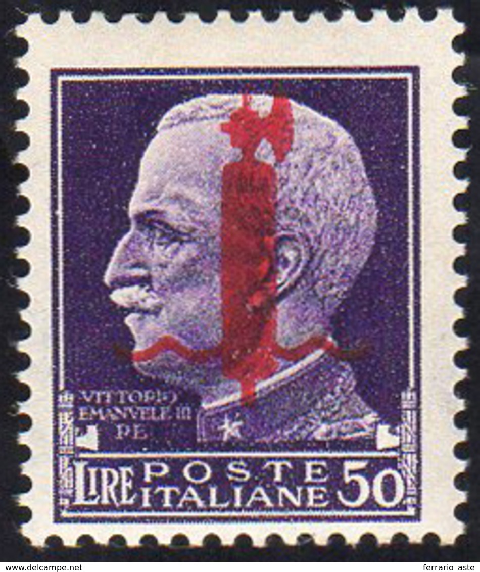 1944 - 50 Lire Soprastampa Fascio In Rosso, Tiratura Di Verona (501), Gomma Integra, Perfetto. Fiecc... - Sonstige & Ohne Zuordnung