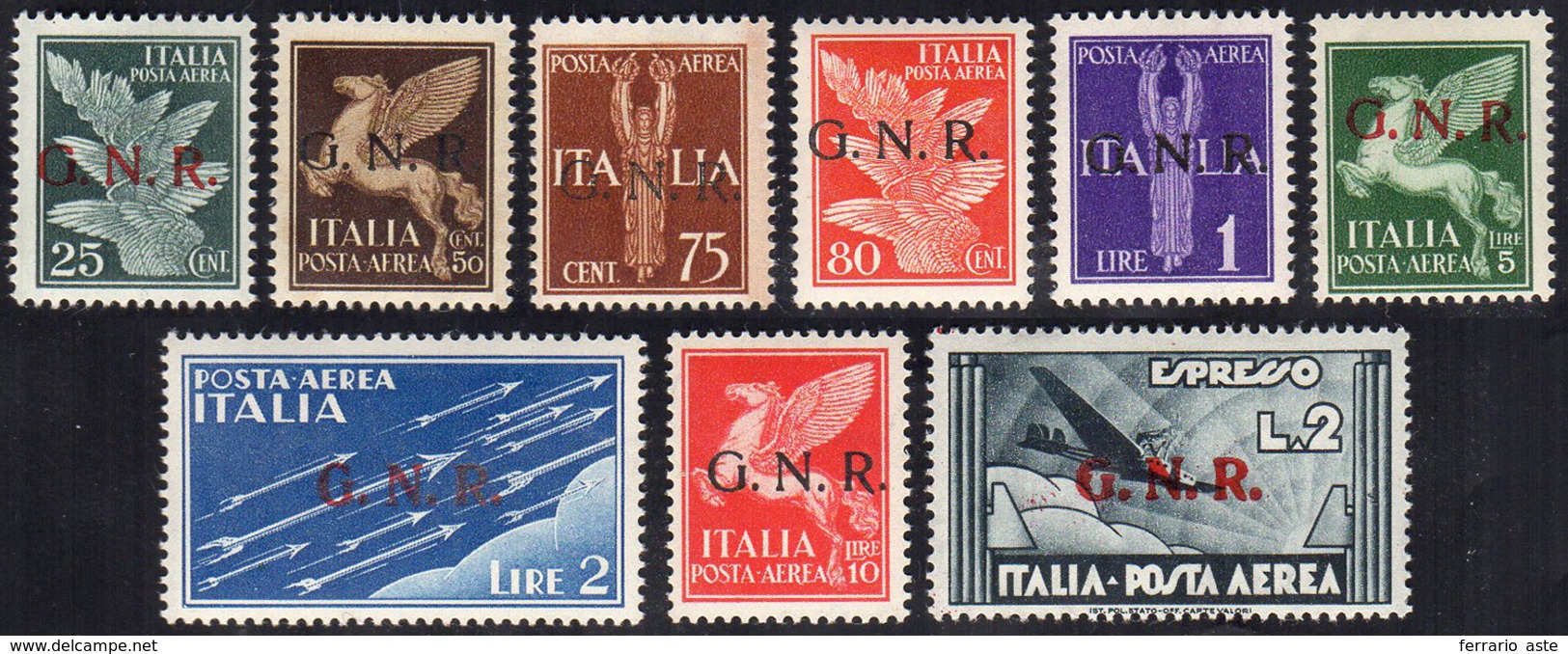 1944 - Soprastampati G.N.R., Tiratura Di Verona (117/125), Buona/ottima Centratura, Gomma Integra, P... - Sonstige & Ohne Zuordnung