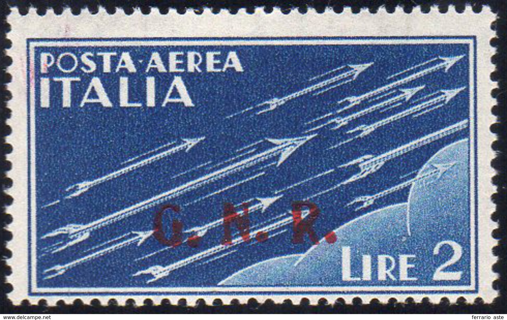 1943 - 2 Lire Azzurro, Soprastampa G.N.R. Di Brescia, III Tipo (122/III), Gomma Integra, Perfetto.... - Altri & Non Classificati