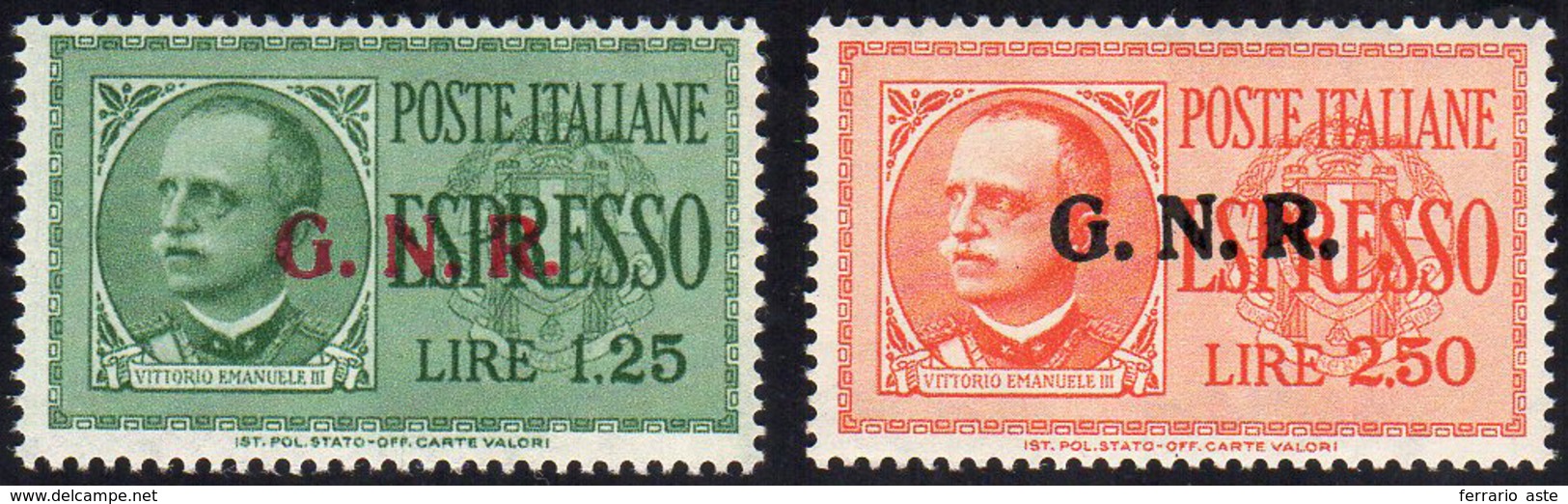 1943 - Soprastampati G.N.R. Di Verona (19/20), Gomma Integra, Perfetti. Raybaudi Per Il N. 20, Ferra... - Other & Unclassified