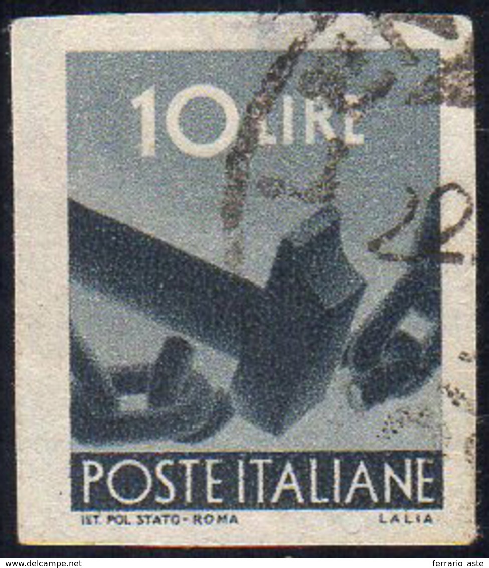 1945 - 10 Lire Democratica, Non Dentellato (558h), Usato, Lieve Assottigliamento Al Verso. Raro. Cer... - Other & Unclassified