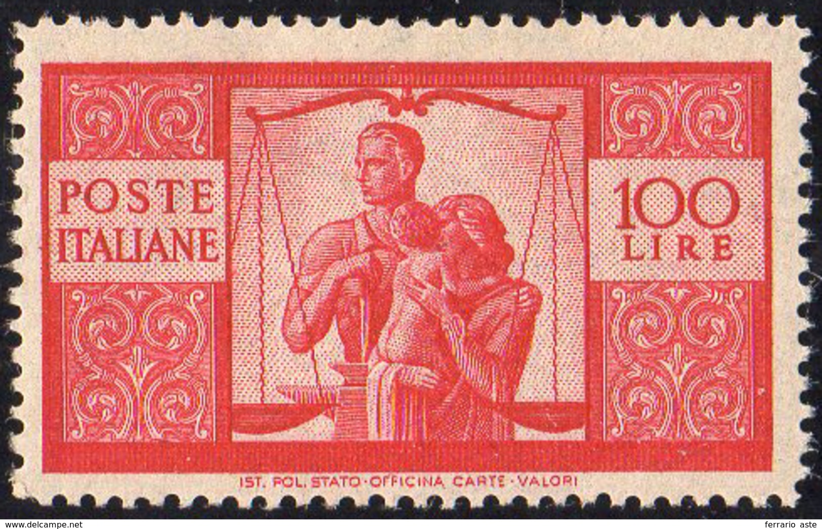 1946 - 100 Lire Democratica, Dent. 14 X 13 1/2, Carta Bianca, Pos. CD (Sass. Spec. 24/IIa CD), Gomma... - Sonstige & Ohne Zuordnung