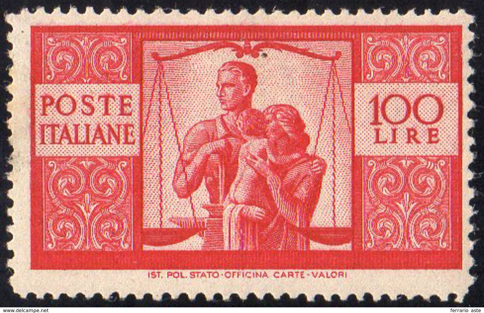 1946 - 100 Lire Democratica, Dent. 14 X 13 1/4, Carta Grigia, Pos. NS (Sass. Spec. 24 NS, € 1.500), ... - Sonstige & Ohne Zuordnung