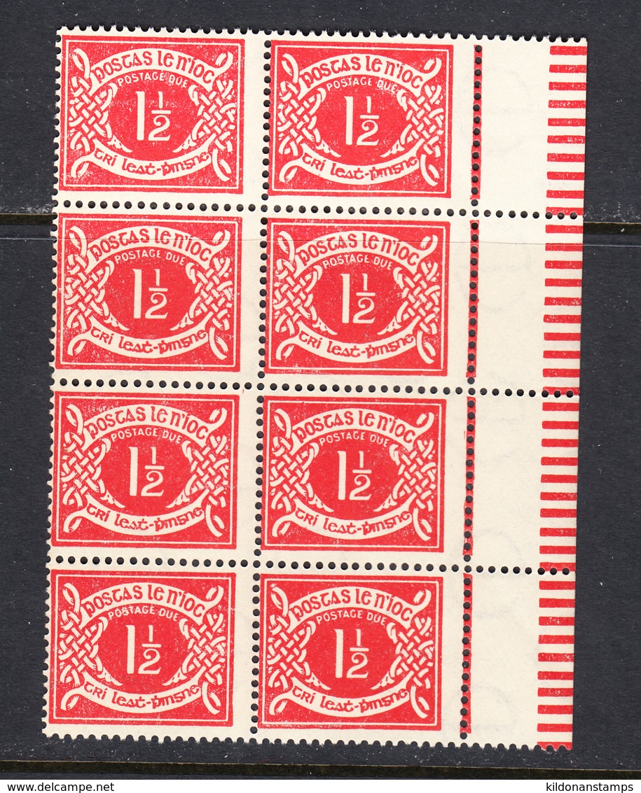 Ireland 1940 Postage Due, Mint No Hinge, Block Of 8, Sc# J7 ,SG D7 - Timbres-taxe