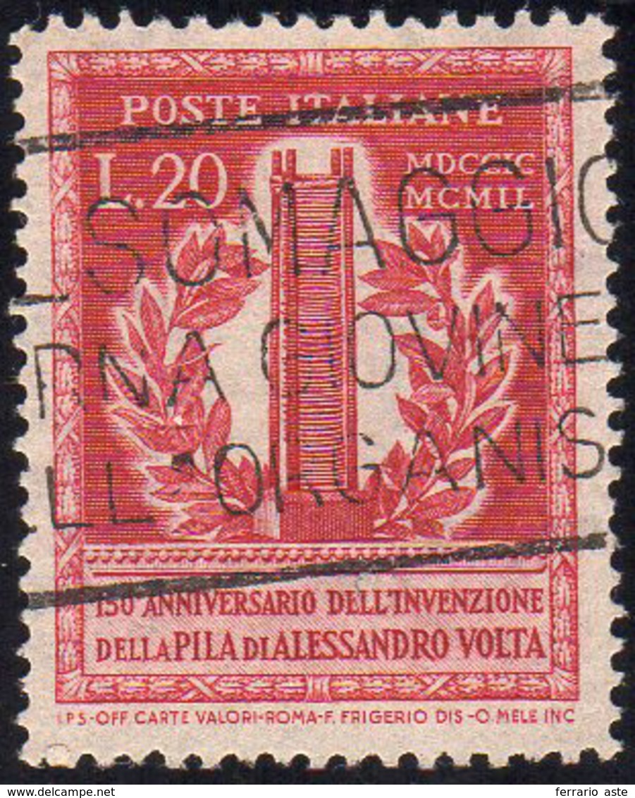 1949 - 20 Lire Volta, Dent. 13 1/4 X 14 1/4, Pos. CS (Sass. Spec. 77Y CS, € 1.350), Usato, Perfetto.... - Other & Unclassified