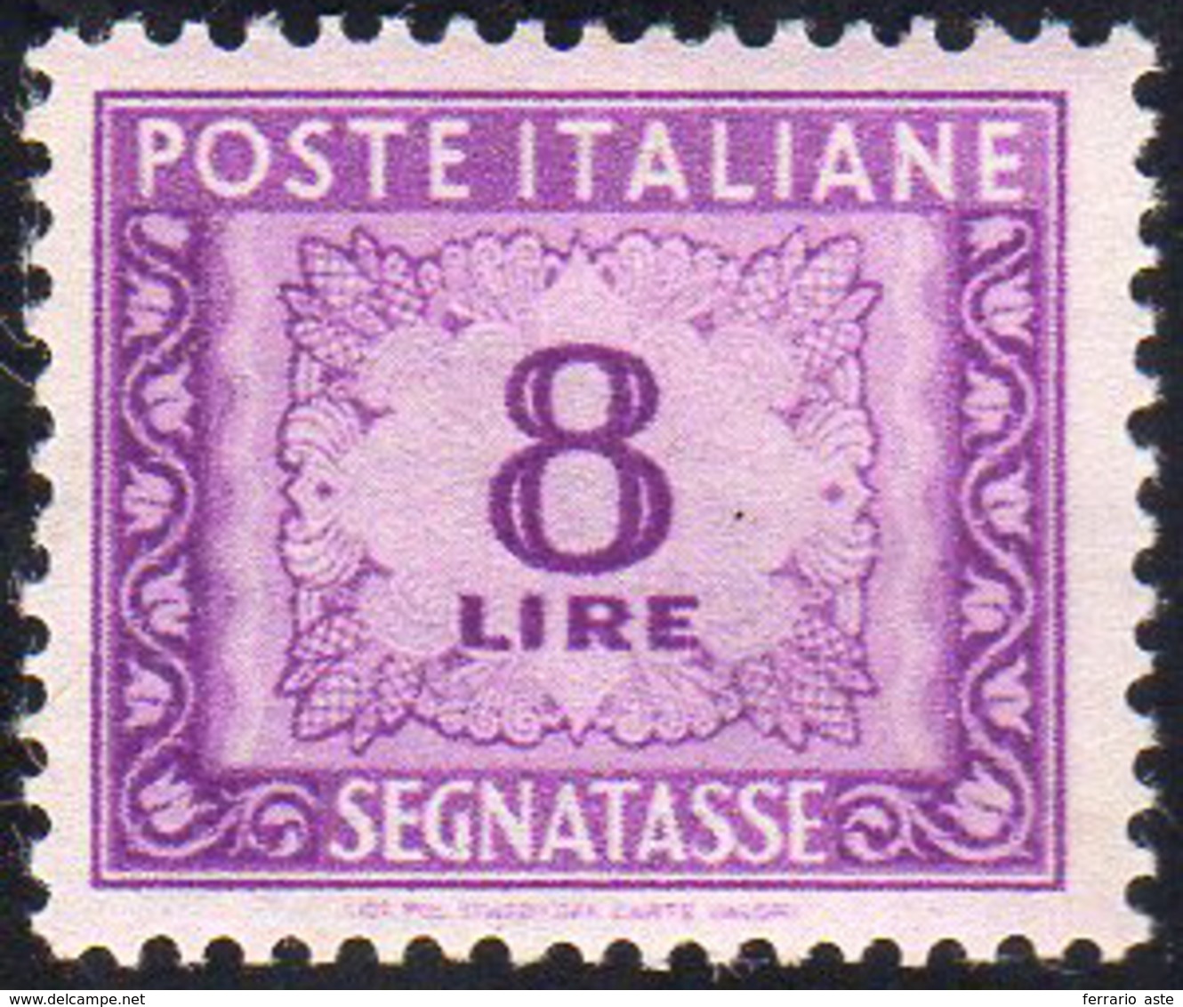 1947 - 8 Lire, Filigrana Ruota, I Tipo, Pos. DA (Sass. Spec. 7 DA, € 1.500), Gomma Integra, Perfetto... - Postage Due