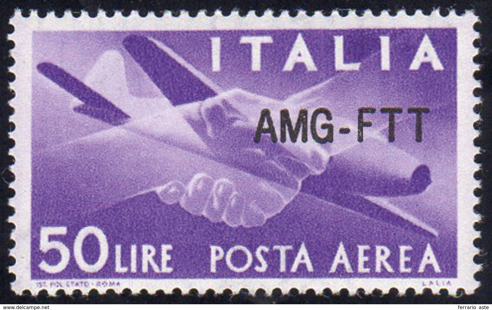 POSTA AEREA 1954 - 50 Lire, Nuovo Tipo Di Soprastampa (22A), Ottima Centratura, Gomma Integra, Perfe... - Sonstige & Ohne Zuordnung