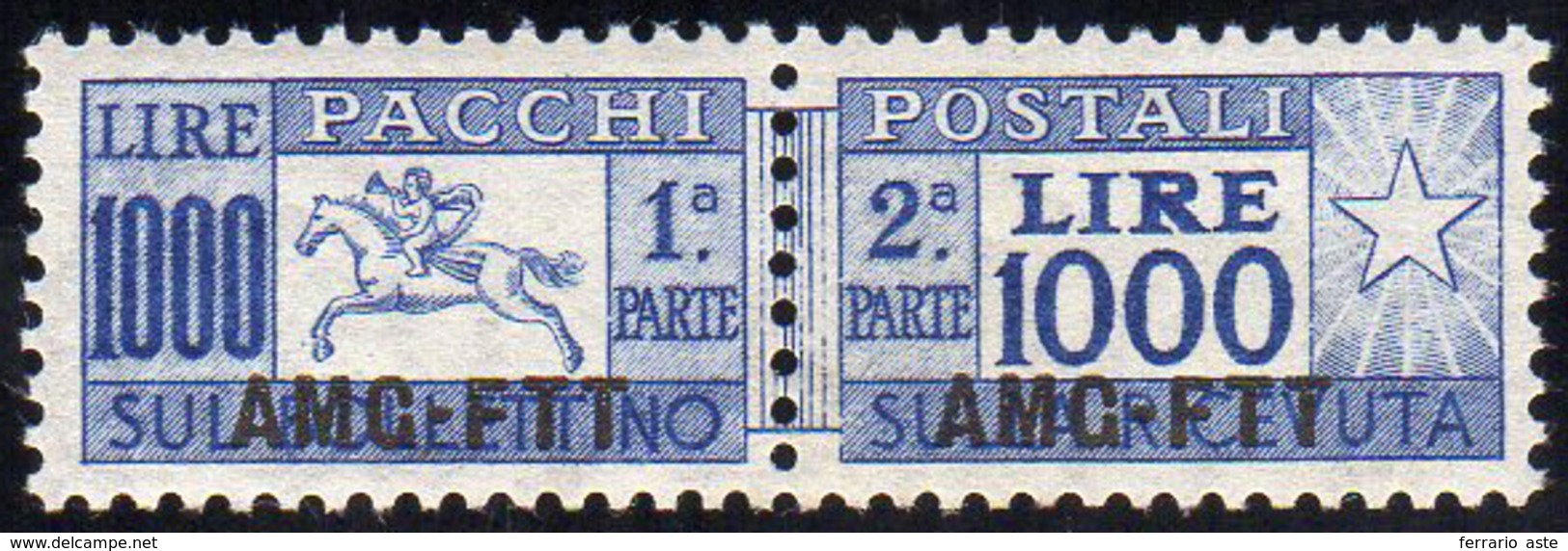 PACCHI POSTALI 1954 - 1.000 Lire Cavallino Soprastampato (26), Ottima Centratura, Gomma Integra, Per... - Sonstige & Ohne Zuordnung