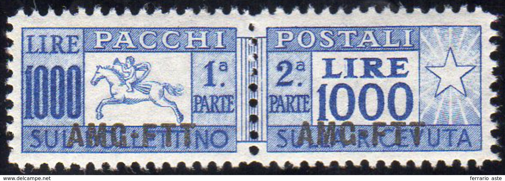 PACCHI POSTALI 1954 - 1.000 Lire Cavallino Soprastampato, Dentellatura Lineare (26/I), Ottima Centra... - Sonstige & Ohne Zuordnung