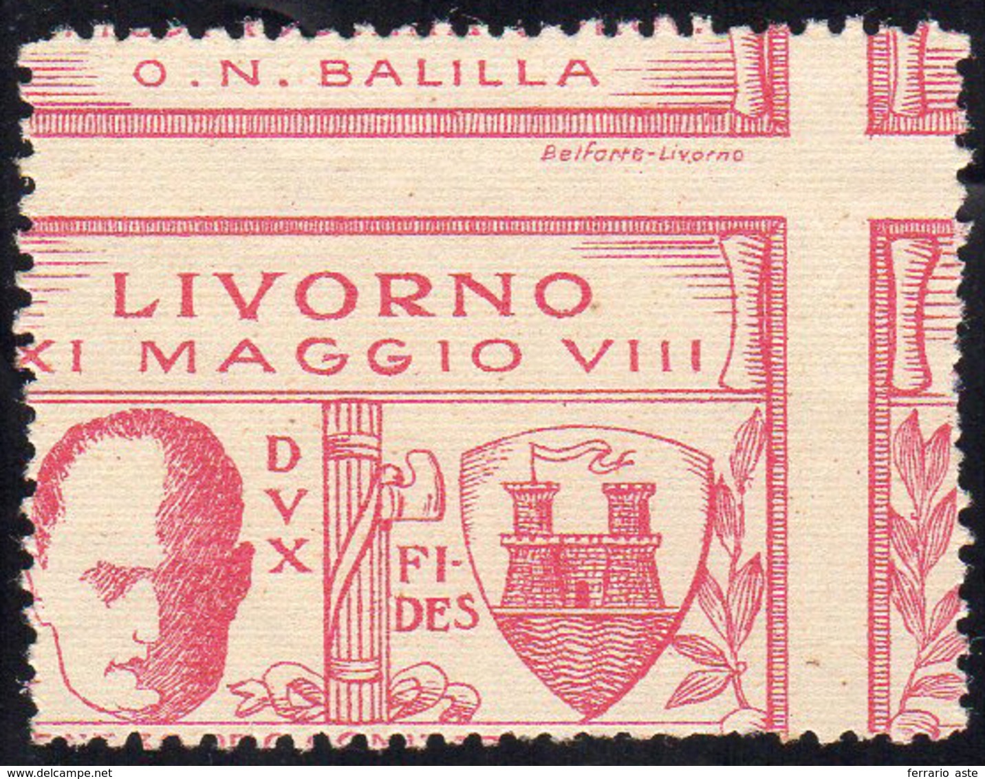 LIVORNO 1930 - 30 Cent. Rosa Lilla, Dentellatura Fortemente Spostata In Alto E A Destra (1b), Gomma ... - Ohne Zuordnung