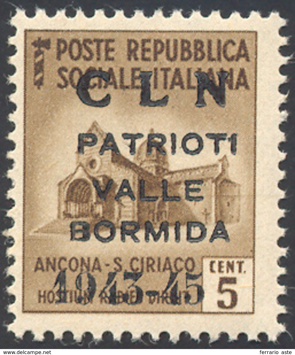 VALLE BORMIDA 1945 - 5 Cent. Bruno, Soprastampa Modificata (1A) Nuovo, Gomma Originale Integra, Perf... - Nationales Befreiungskomitee
