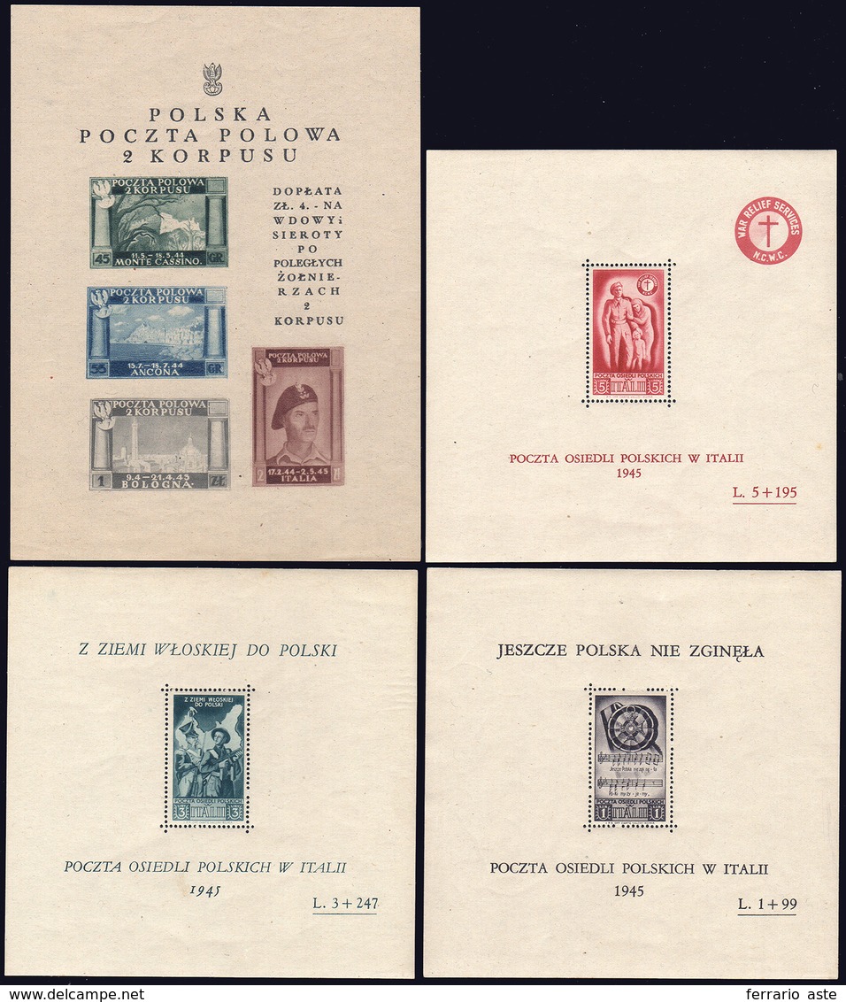 CORPO POLACCO FOGLIETTI 1946 - Vittorie Polacche E Soccorso Di Guerra (1,2/4), Gomma Integra, Perfet... - 1946-47 Zeitraum Corpo Polacco