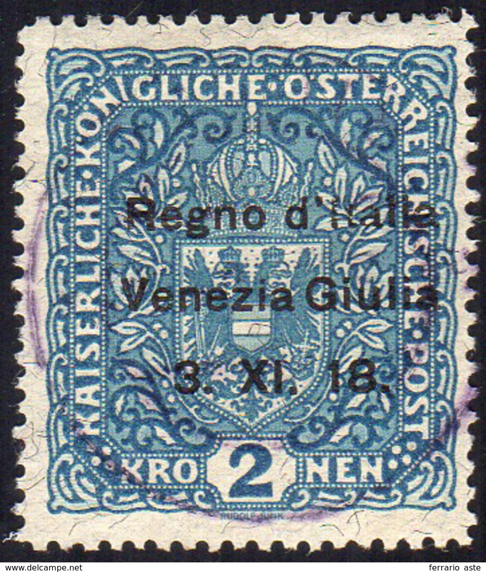 VENEZIA GIULIA 1918 - 2 K. Soprastampato, Carta Con Fili Di Seta (15/I), Usato, Perfetto. Ferrario.... - Other & Unclassified