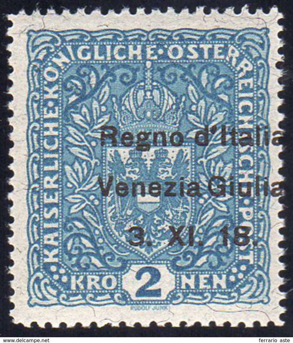 VENEZIA GIULIA 1918 - 2 K. Soprastampato, Carta Con Fili Di Seta, Soprastampa Spostata A Destra (15/... - Other & Unclassified