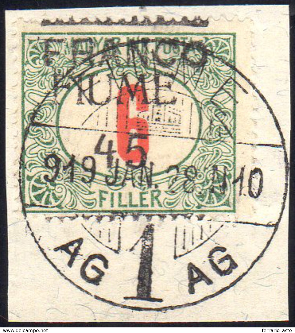 FIUME 1919 - 45 Su 6 F., Soprastampa "franco 45" Spostata In Alto (29cbb), Usato Su Piccolo Framment... - Other & Unclassified