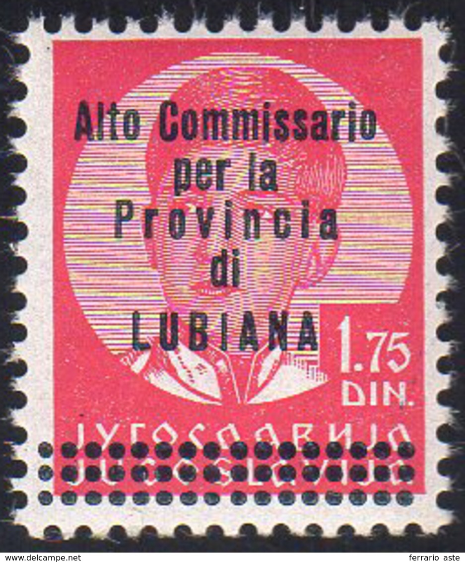 LUBIANA 1941 - 1,75 D. Soprastampato, Non Emesso (63), Gomma Integra, Perfetto. Cert. Raybaudi.... - Other & Unclassified