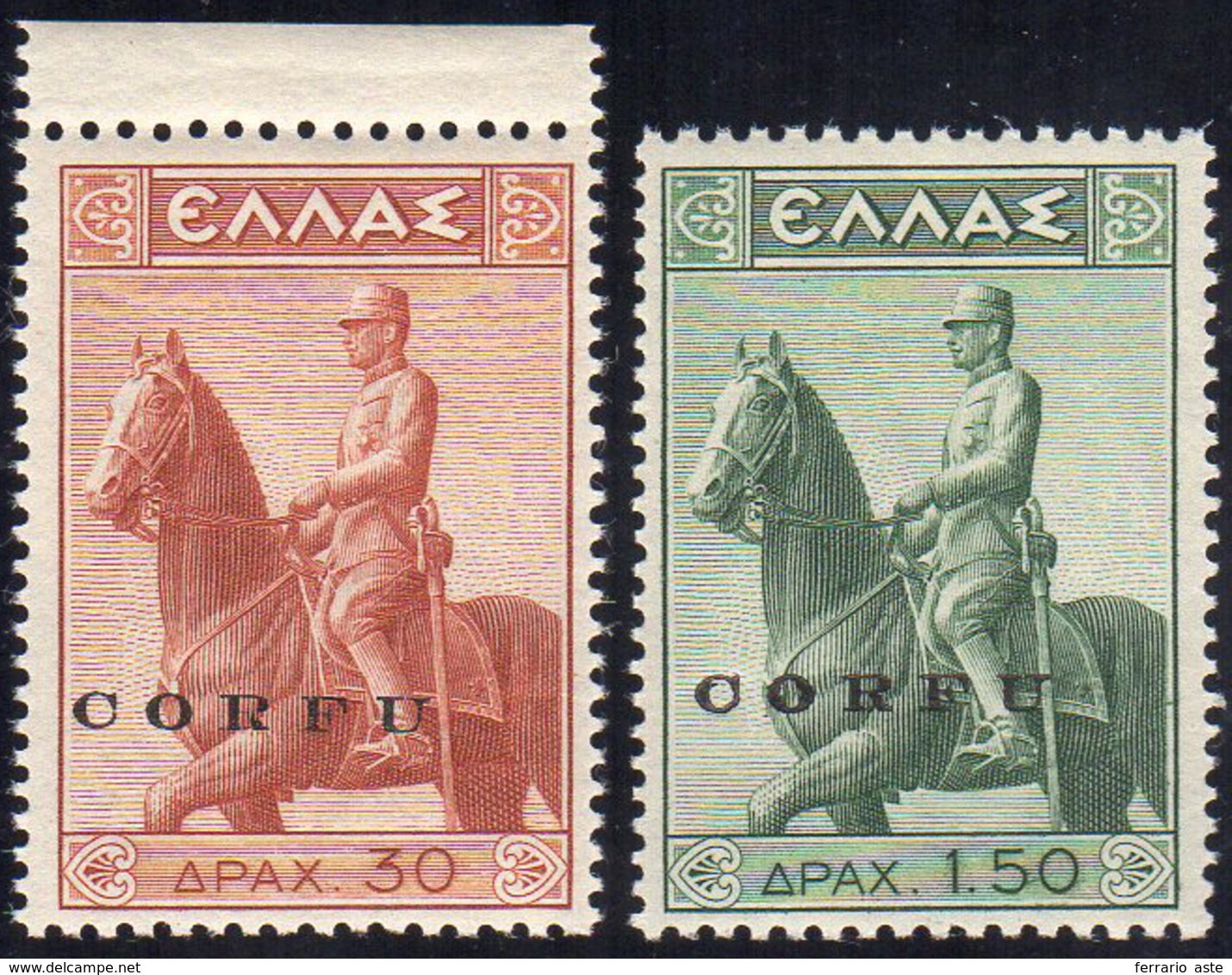 CORFU' 1941 - Monumento Equestre (32/33), Gomma Integra, Perfetti.... - Other & Unclassified