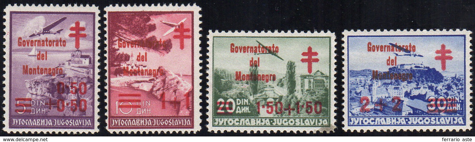 MONTENEGRO 1942 - Croce Rossa Soprastampati In Rosso (36/39), Gomma Integra, Un Esemplare Con Punto ... - Other & Unclassified