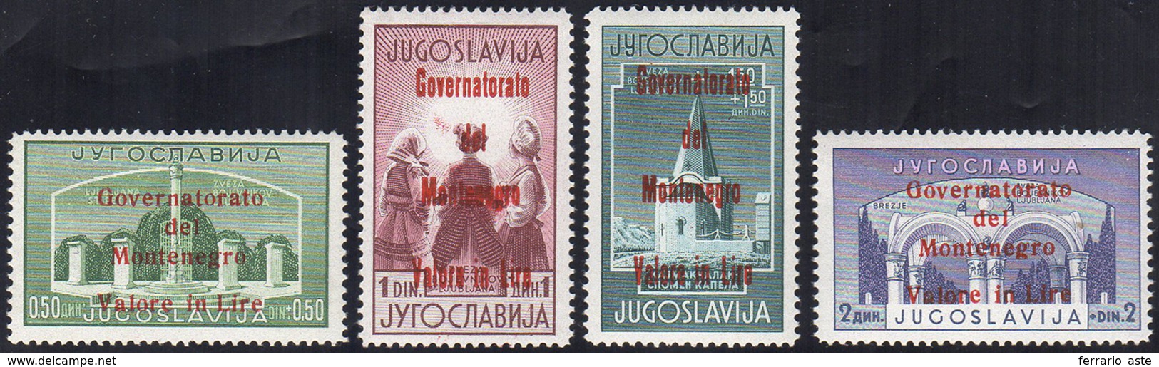 MONTENEGRO 1942 - Legionari, Soprastampa Rossa (28/31), Gomma Integra, Perfetti. Rari, Tiratura 200 ... - Other & Unclassified