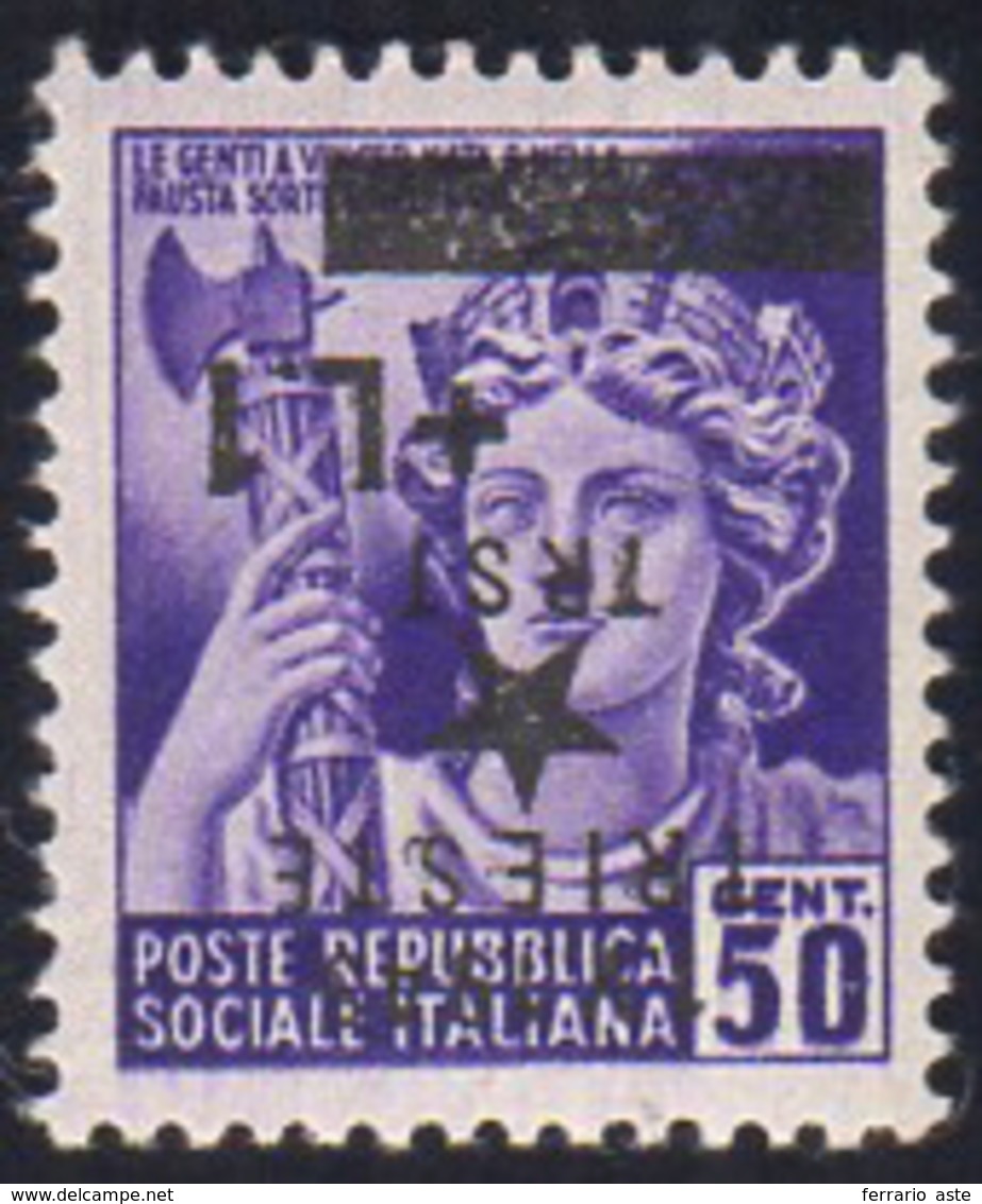 TRIESTE 1945 - 1 Lira Su 50 Cent., Soprastampa Capovolta (4a), Gomma Originale Integra, Perfetto. Ca... - Sonstige & Ohne Zuordnung