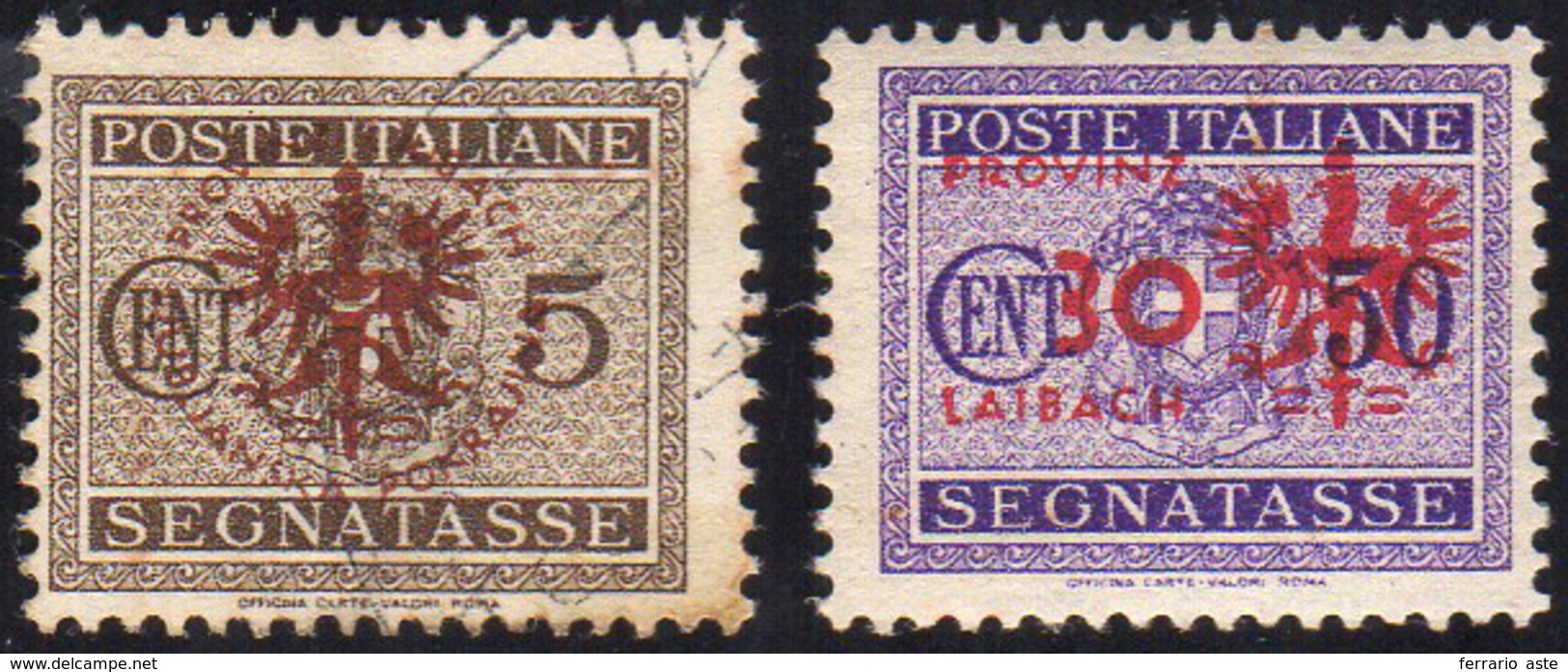 LUBIANA OCC. TEDESCA SEGNATASSE 1944 - 5 Cent. Soprastampa Arancio Bruno, Usato, Ottimo Stato, 30 Ce... - Sonstige & Ohne Zuordnung