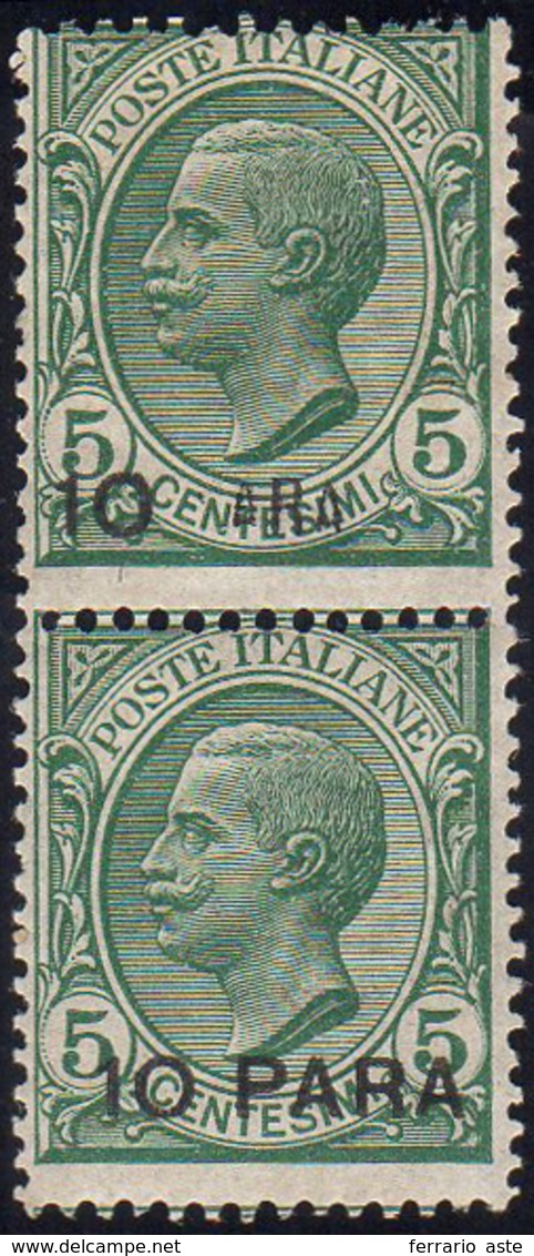 COSTANTINOPOLI 1908 - 10 Para Su 5 Cent., Soprastampa In Caratteri Diversi E Varietà "10 Ara", In Co... - Sonstige & Ohne Zuordnung