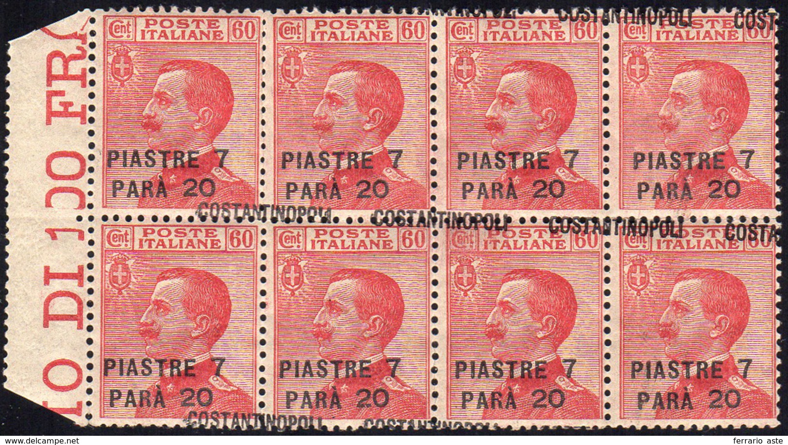 COSTANTINOPOLI 1923 - 7,20 Pi. Su 60 Cent (80), Soprastampa "Costantinopoli" Spostata In Alto E A De... - Sonstige & Ohne Zuordnung