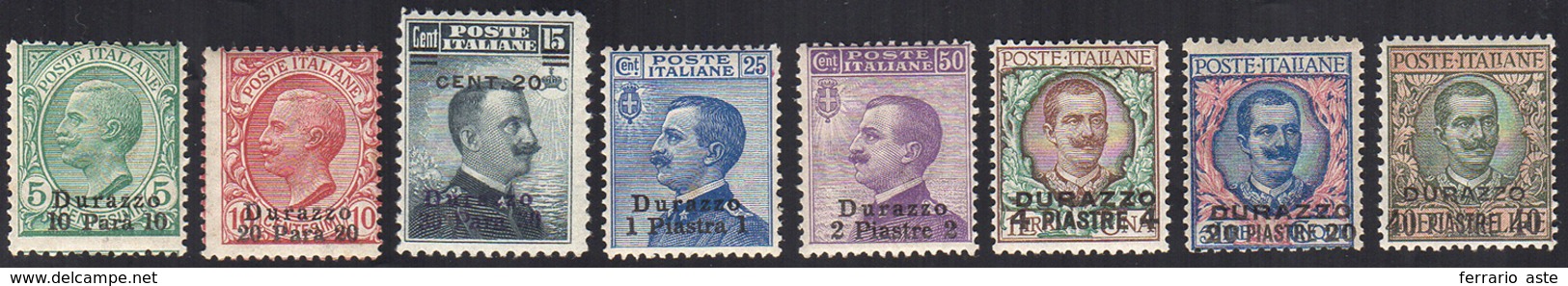DURAZZO 1909/11 - L'emissione Completa (1/8), Gomma Integra, Perfetti.... - Other & Unclassified