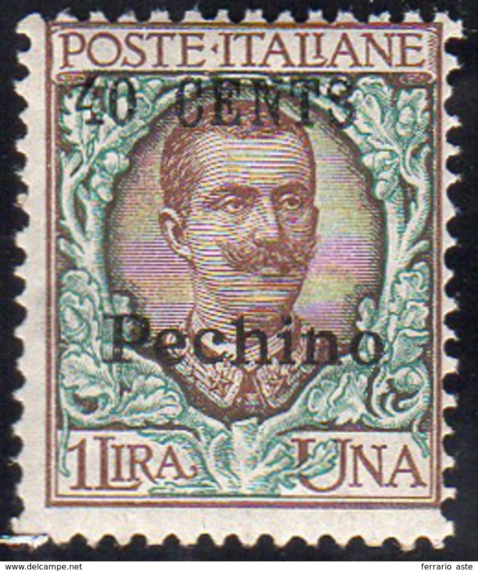 PECHINO 1918 - 40 Cent. Su 1 Lira (26), Gomma Integra, Perfetto.... - Other & Unclassified